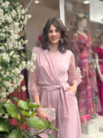 Tuta Elegante Donna con Maniche in Tulle Ricamato - immagine 4