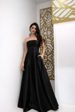 Abito da cerimonia  in mikado con corpetto strutturato - immagine 12