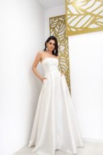 Abito da cerimonia  in mikado con corpetto strutturato - immagine 7