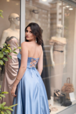 Abito da cerimonia  in mikado con corpetto strutturato - immagine 9