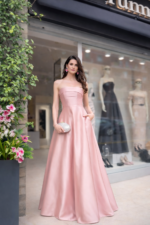 Abito da cerimonia  in mikado con corpetto strutturato - immagine 4