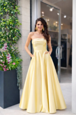 Abito da cerimonia  in mikado con corpetto strutturato - immagine 14