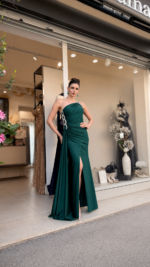 Abito sirena monospalla con strass e spacco - elegante per diciottesimo, testimone e invitata - immagine 3